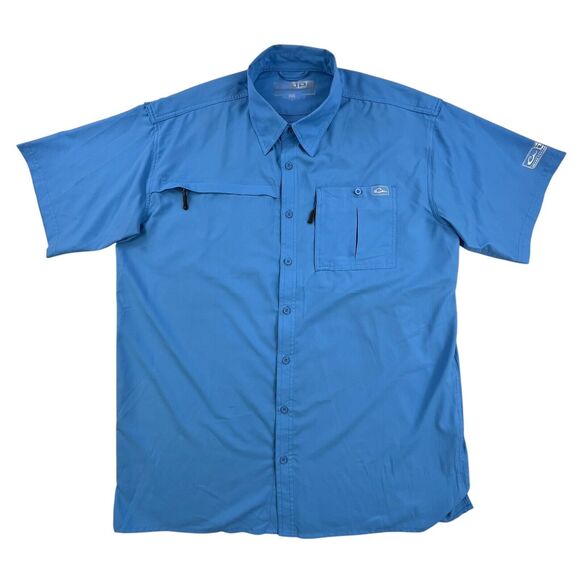 Drake DPF Performance Fishing Shirt Men's M Vented Mesh Button Down Short Sleeve - Picture 2 of 13